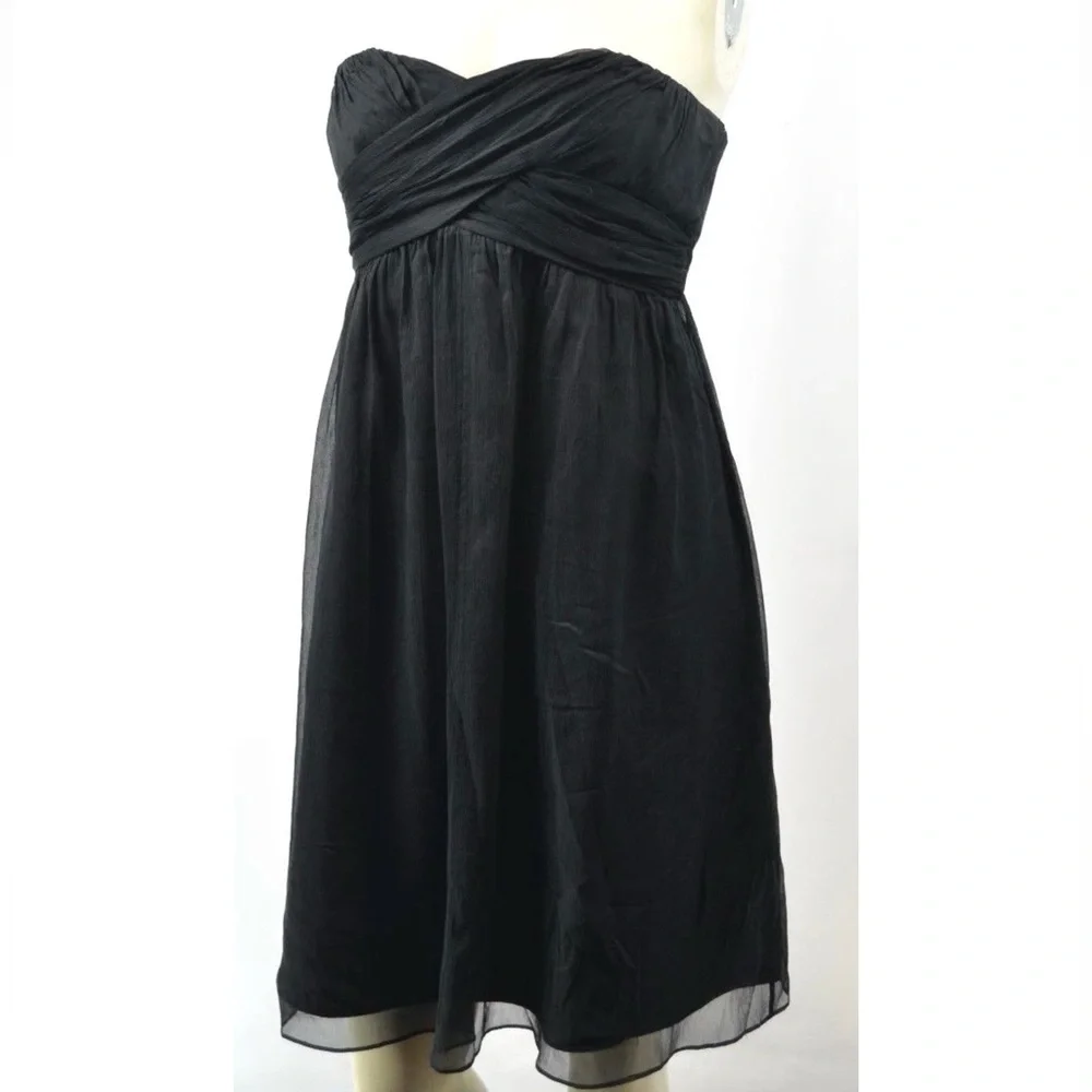 J. Crew Taryn Dress in 100% Silk Chiffon Black - Size 16